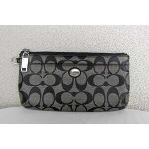 Coach Peyton Signature Go-Go Wristlet Pouch Wallet Holds Phone Black NO STRAP